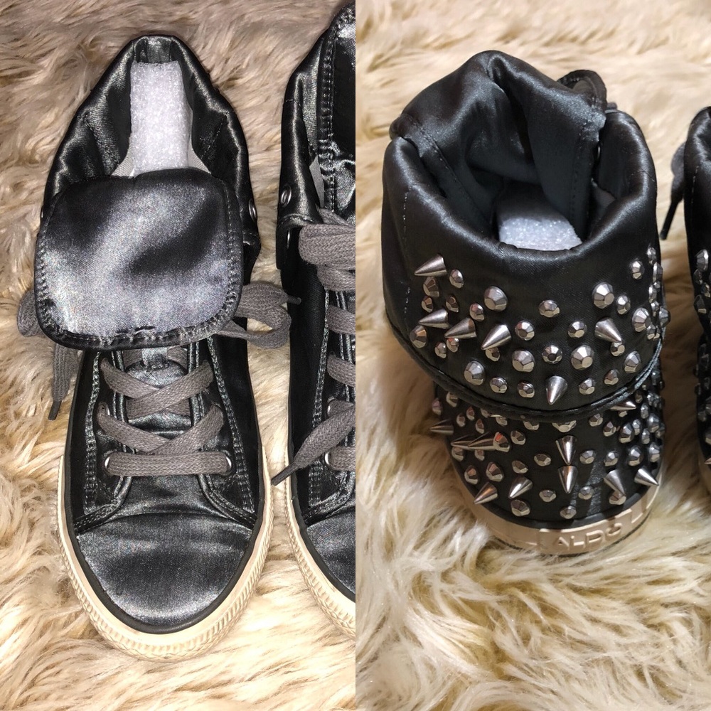 Aldo Gray Silk Spikes Sneakers